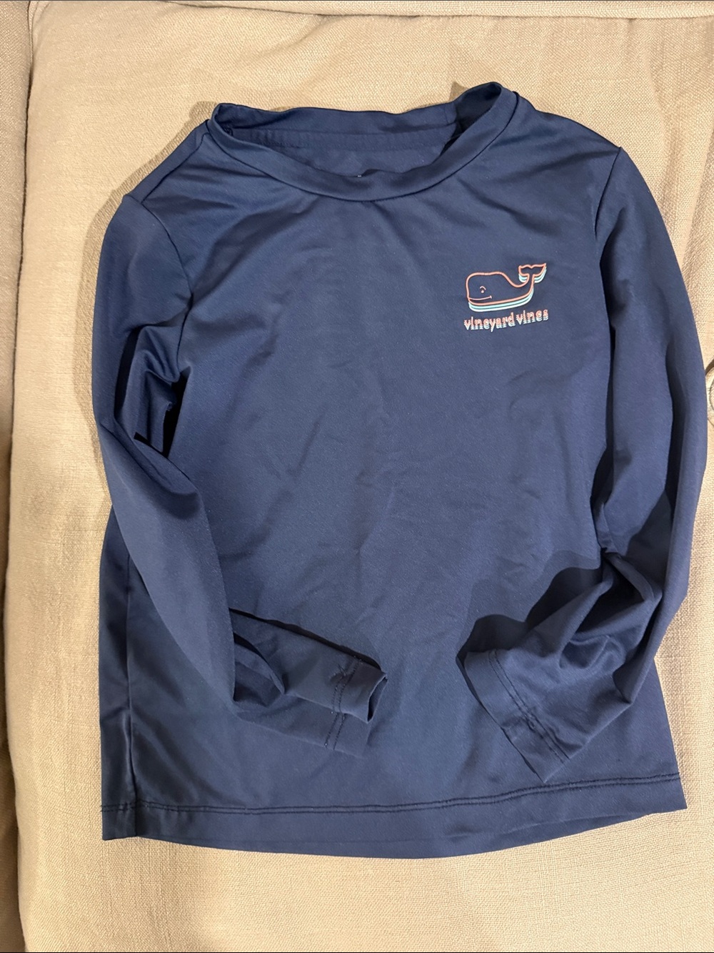 Vineyard Vines Boys Navy Long-Sleeve Whale Tee